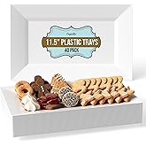 Exquisite Plastic Serving Trays For Party - 40 Pcs 11.5 Inch White Serving Platters, Plastic Trays For Food, White Tray, Food Tray Disposable Platters For Parties, Catering & Buffet