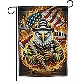 FLAGMEUP8386 Firefighter Garden Flag - 12x18 Inch Double Sided Decorative Banner for Firefighter Families, Friends & Hero Appreciation | Bold Eagle Axe Design | Indoor & Outdoor Display