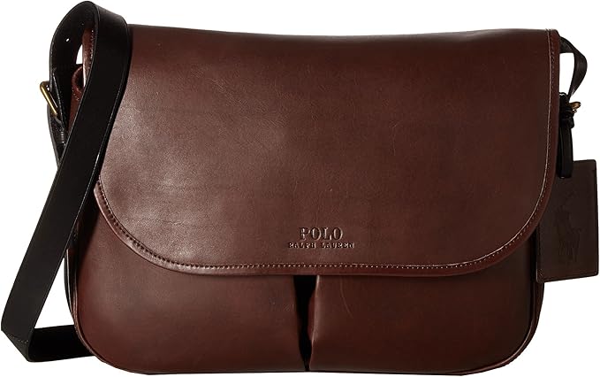 Amazon ポロラルフローレン Polo Ralph Lauren メンズ Core Leather Messenger ショルダーバッグ Mahogany Black 並行輸入品 Polo Ralph Lauren ポロラルフローレン メッセンジャーバッグ