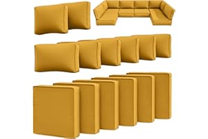 Snubbull 14 Pcs Outdoor Cushion Slipcovers Outdoor Patio Cushion Covers Replacement Waterproof with Zipper for Outdoor Furniture, Patio Sofa Couch 3 Sizes, Covers Only