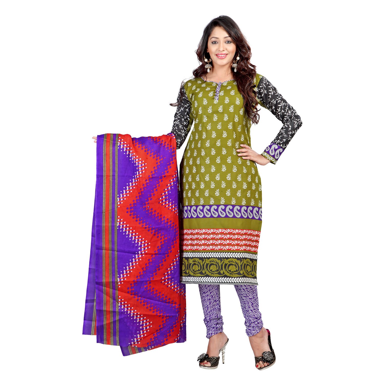 florence women's poly cotton salwar suit dupatta material (sb-2159_green)