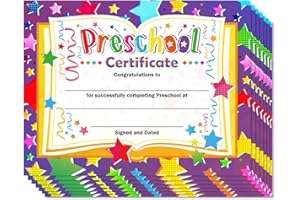 Yisong 35 Pcs Preschool Diploma, Colorful Preschool Graduation Award Certificate Classroom Activities Certificate for Kid Student Teacher Preschool Graduation Supplies, 8.5 x 11 Inch (Star Style)