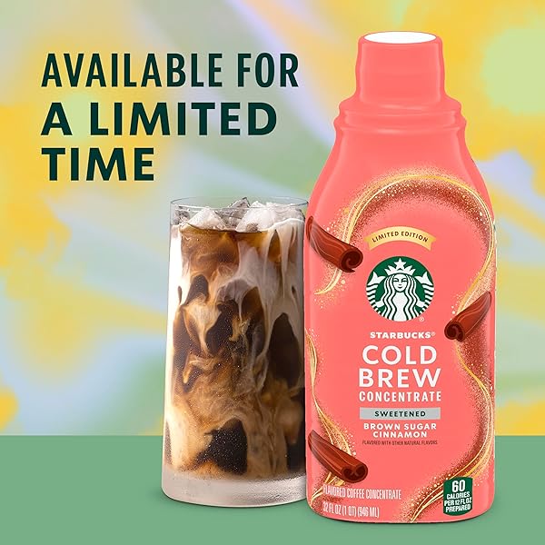 STARBUCKS COLD BREW COFFEE CONCENTRATE, LIMITED EDITION SWEETENED BROWN SUGAR CINNAMON, 100% ARABICA, MULTI-SERVE BOTTLE (32 FL OZ)