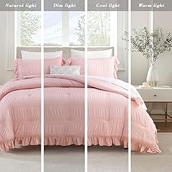 ALEISSEL Blush Pink Seersucker Comforter Twin Size