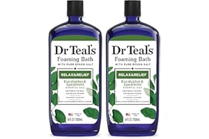 Dr Teal's Foaming Bath with Pure Epsom Salt, Relax & Relief with Eucalyptus & Spearmint, 34 fl oz (Pack of 2)