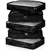 Bulyoou 5 Pcs Packing Cubes for Suitcase Large Travel Cubes Carry on Luggage Organizer Bags for Clothes Accessories(S,Black)