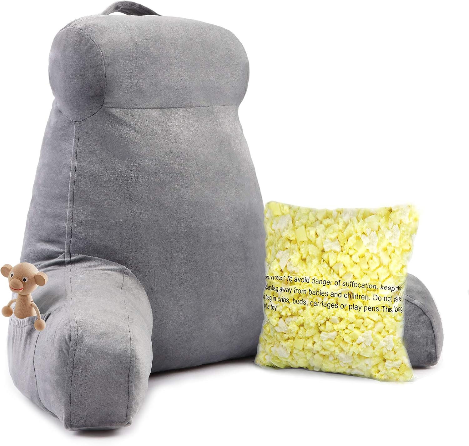 Vekkia Premium Soft Reading & Bed Rest Pillow, Ergonomic Design, Integrated Style. Perfect Neck/Back Support for Kids Reading/Watching TV/Sitting in Bed - Extra Foams Incl. Large- 18': Home & Kitchen