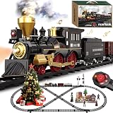 BUBUQE Train Set Remote Control Steam Locomotive 8 Tracks Light Smoke