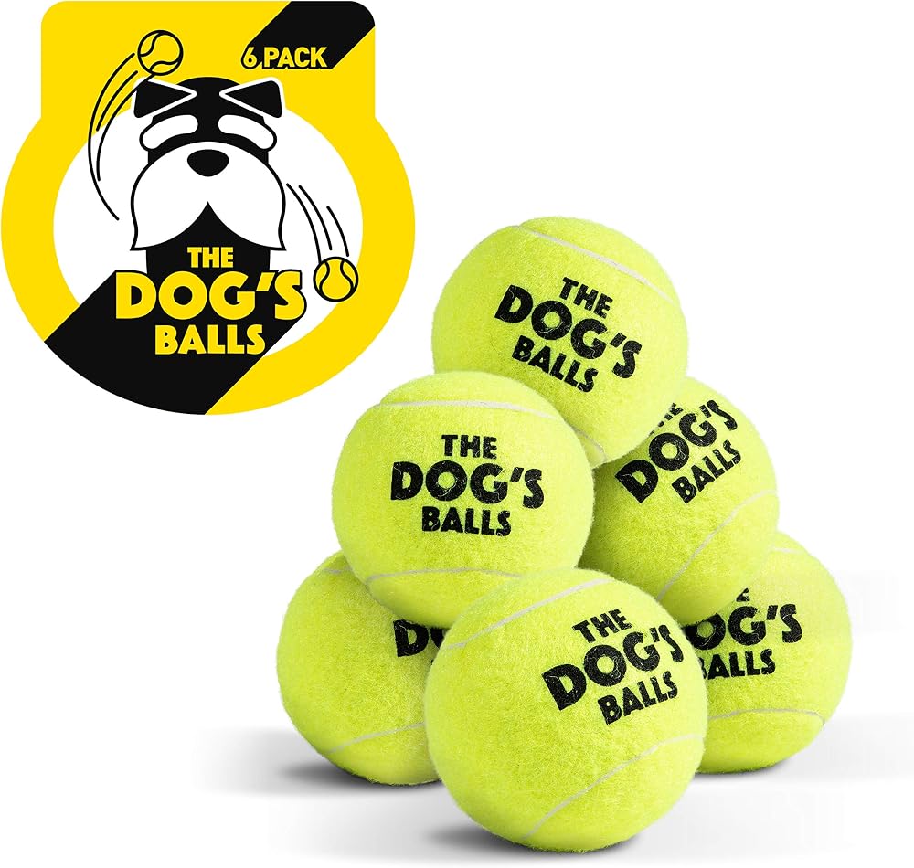 The Dog's Balls Dog Tennis Balls Medium 6 Pack Yellow Non Abrasive Felt