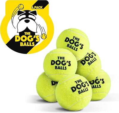 The Dog's Balls Dog Tennis Balls Medium 6 Pack Yellow Non Abrasive Felt