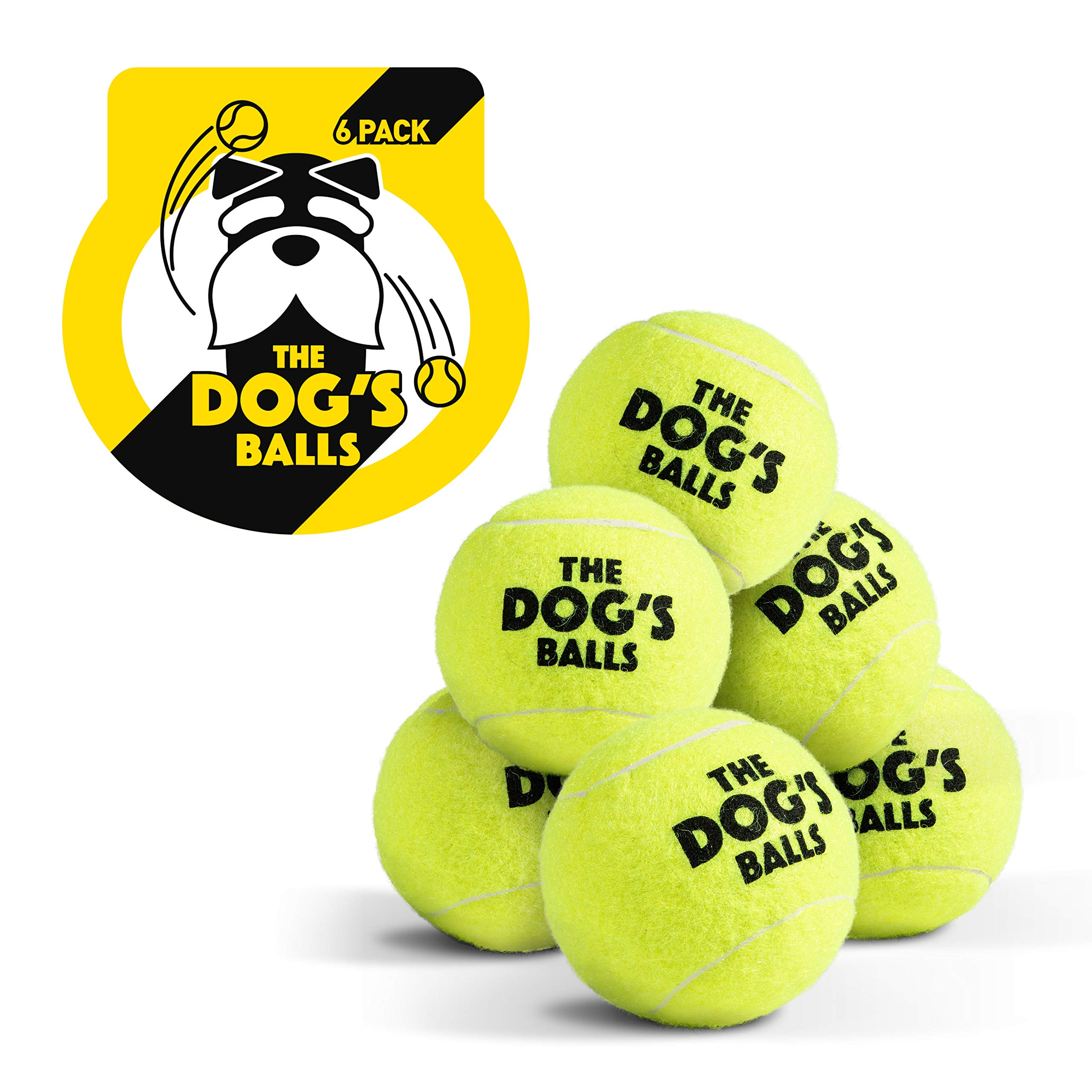 The Dog's Balls – Dog Tennis Balls, Yellow, Medium, 6‑Pack