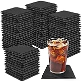 68 Pieces Slate Coasters, Dhfsleo Size 4 x 4 inch Black Coasters Stone Coaster Set, Square,Perfect for use in Your Home, Office, Kitchen,bar,Christmas or Anywhere.