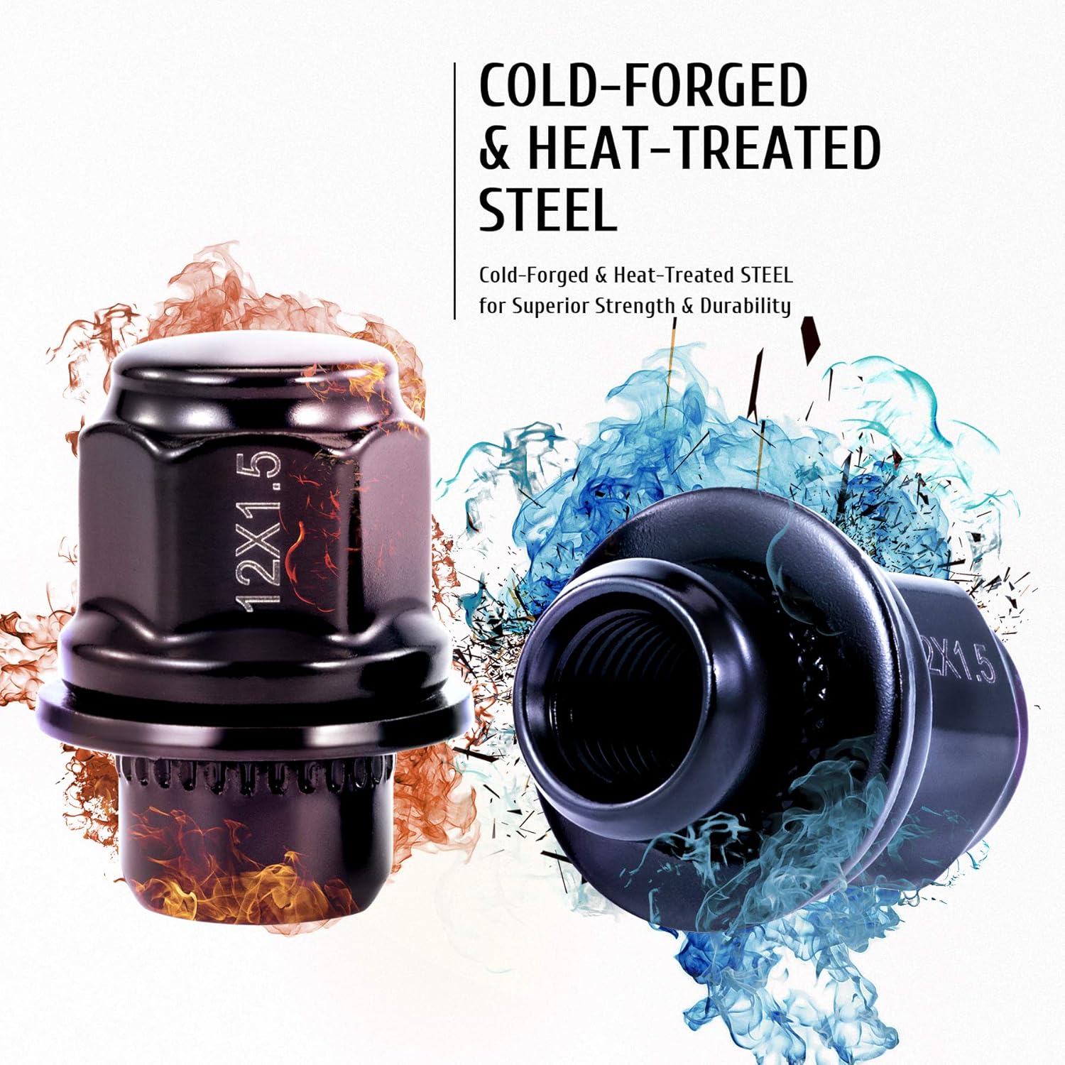 Orion Motor Tech 24-Piece M12x1.5 Lug Nuts Black with Hex Tuner, 1.5 inches Length with Mag Seat and Washer, Compatible with Toyota Lexus Scion Isuzu: Industrial & Scientific