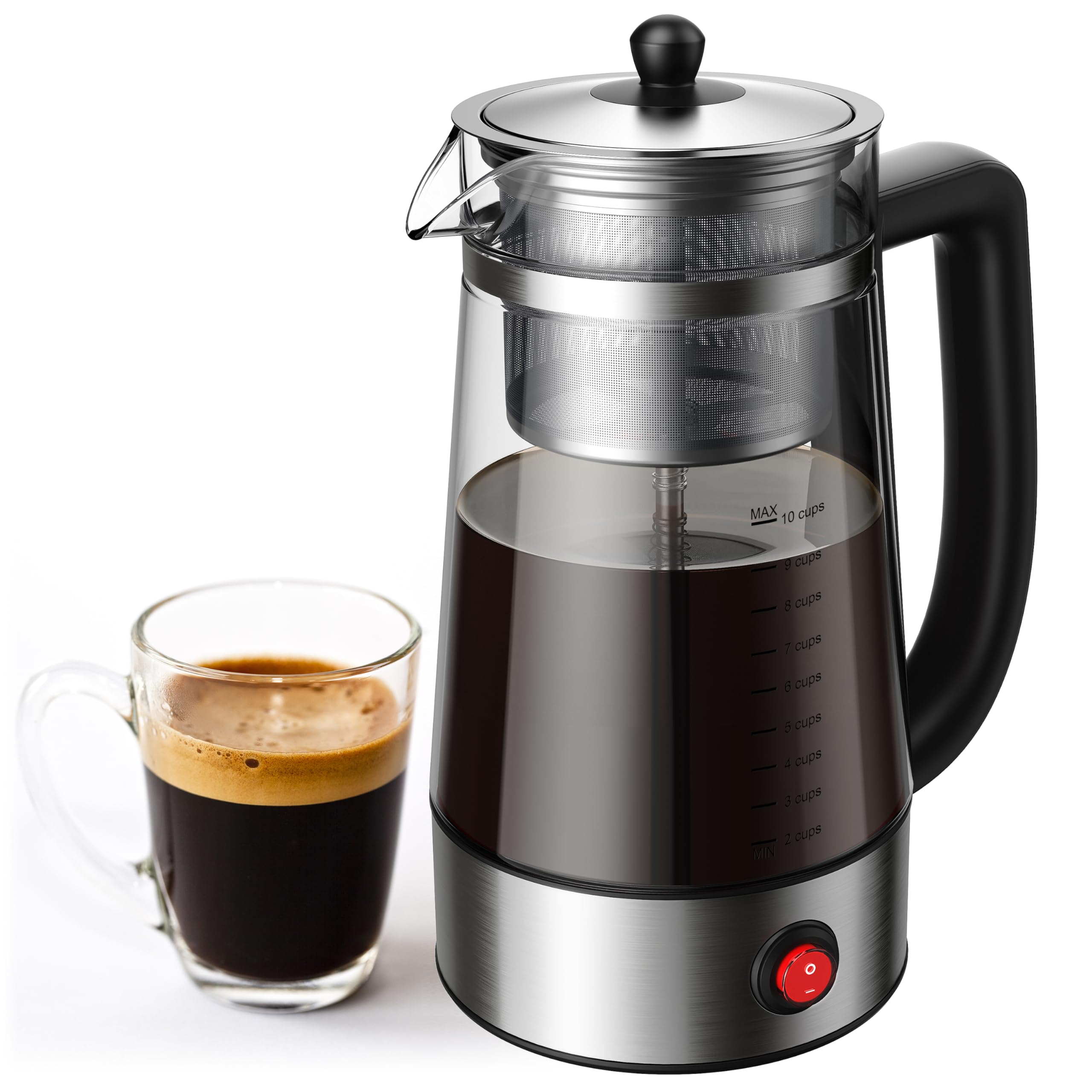Photo 1 of KIDISLE Percolator Coffee Pot Electric, Stainless Steel Basket, Automatic Keep Warm, Cool-Touch Handle, 10 Cup