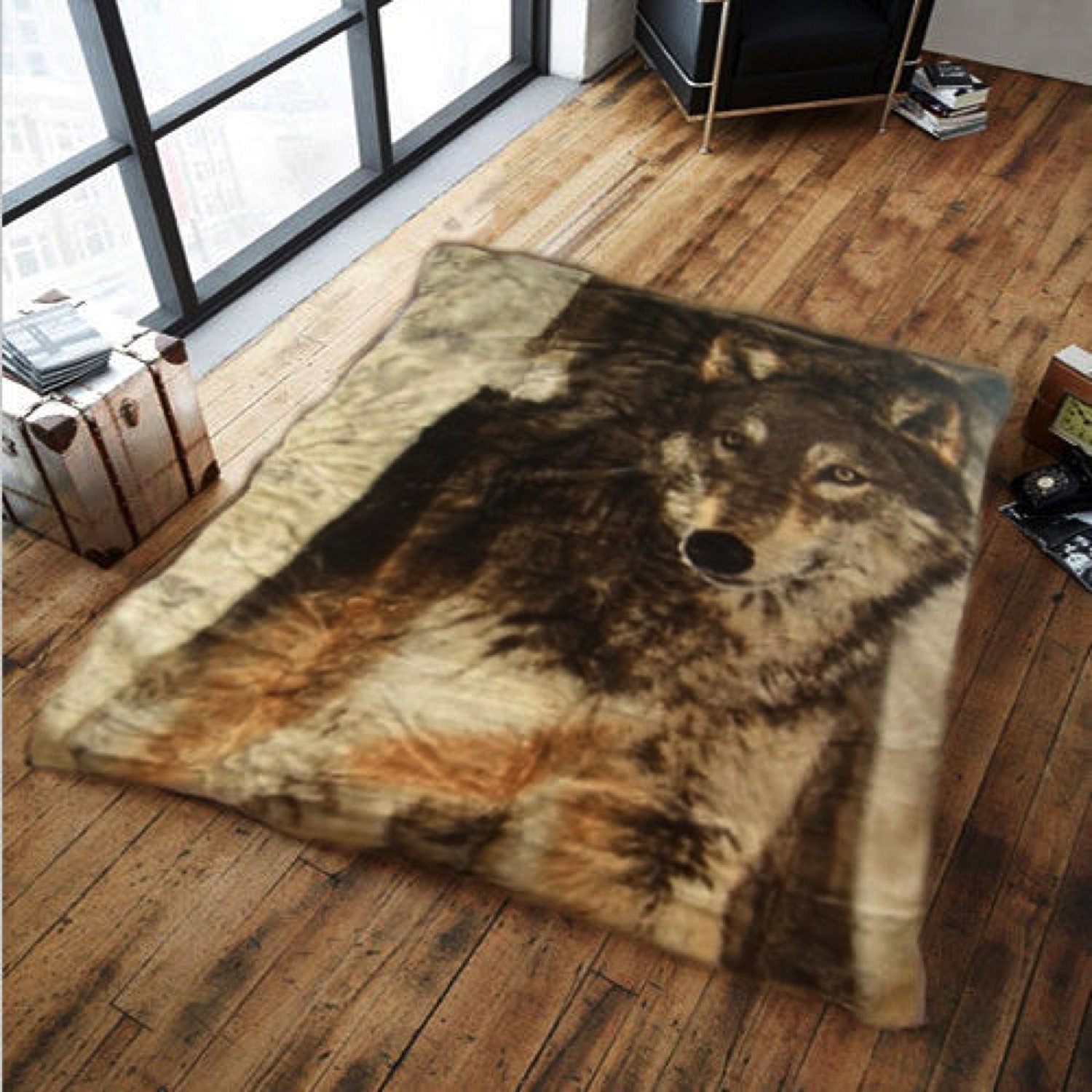 Gaveno cavalia Super Soft Faux Fur 3D Wildlife WOLF Fleece Throw Blanket, 200 x 240 Cm, Polyester, King, Grey 12117827