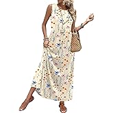 WIHOLL Summer Dresses for Women 2026 Maxi Dresses Long Flowy A Line Sleeveless Sundresses with Pockets