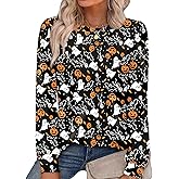 Alaroo Womens Long Sleeve Shirts 2025 Fall Tunic Tops Crewneck Blouses Print