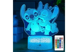 NINE SQUARE EGOU Stitch Night Light with Timer Remote & Smart Touch 7 Colors Changing Dimmable Lamp Cool Room Decor for Bedroom Boys