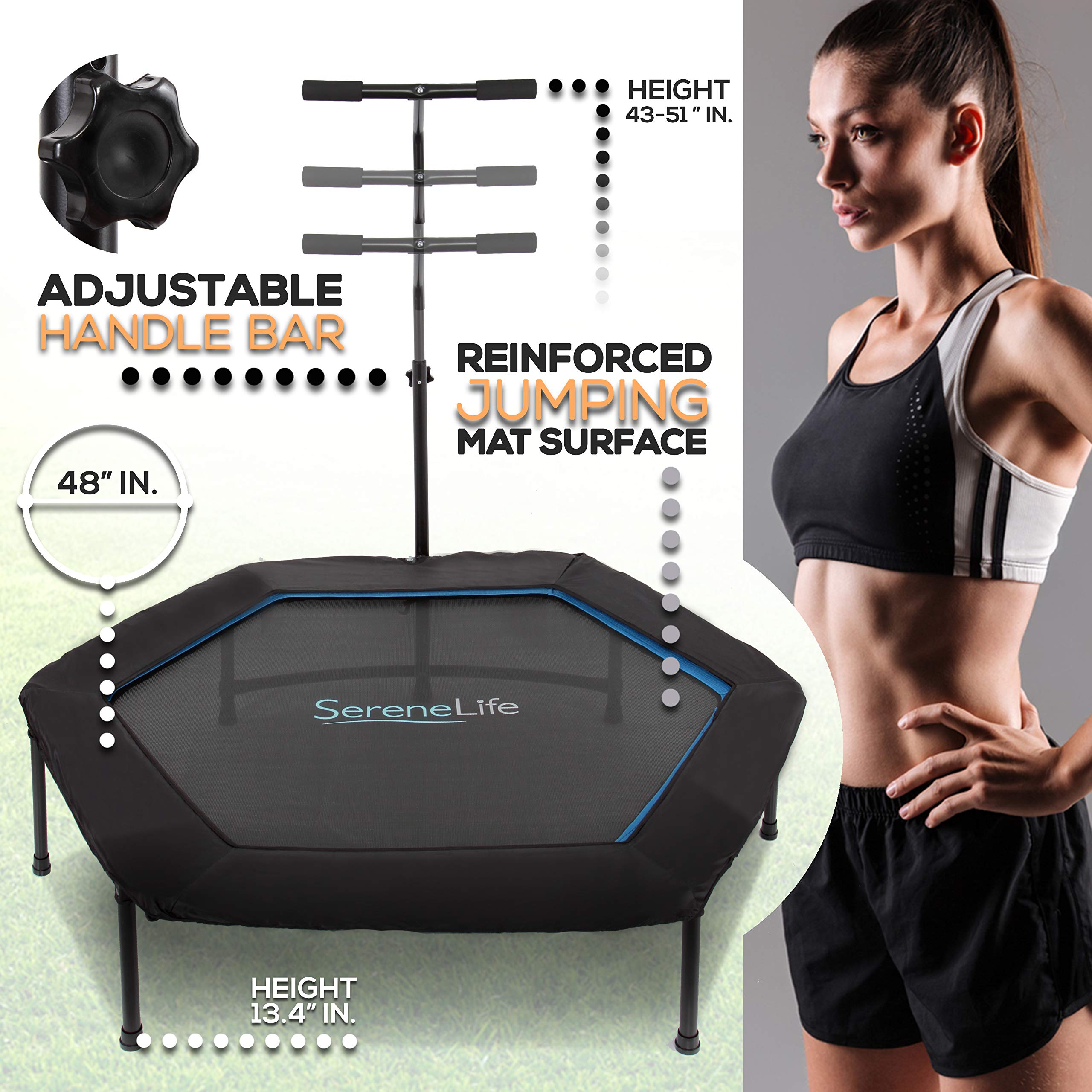 SereneLife Fitness Exercise Rebounder Mini Trampoline48' Inch