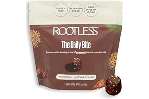 Rootless Cacao Crunch Seaweed Daily Bites – 1 Week Trial Pack for Hormone & Thyroid Health | 100% Daily Iodine, Whole Food Ingredients, No Added Sugar (7 Bites)