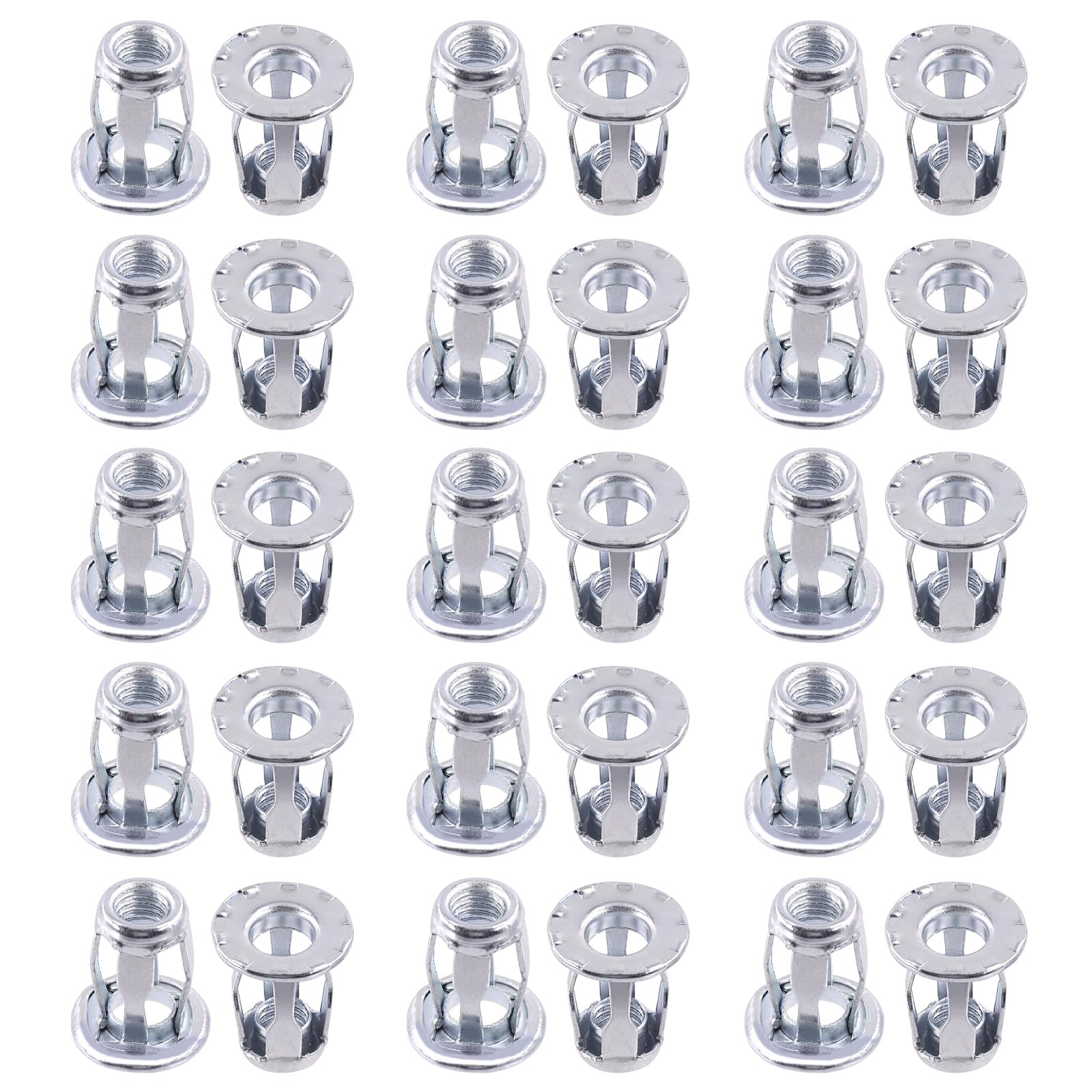 Keadic 30Pcs M6*25 Jack Nut Set, Nutserts Jacknut Srew Anchor Threaded Insert Petal Nuts Rivnut Blind for Plastic Hardboard Polywood Pressboard — image 1