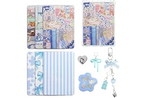 JINGSEN Cute Case Insert Cards Set for Kindle,6 Book-Themed Designs with Charms Set for Kindle and USB-C Dust Plugs,for 11th/12th Generation,6.8 x 4.8 inches(Blue)