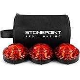 StonePoint LED Lighting LED Emergency Road Flare Kit Set of 3 | LED Bright Roadside Beacons with Magnetic Base Flashing or Steady Red Lights Includes Storage Bag