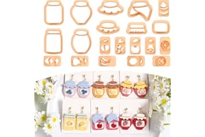 Puocaon Fruits Polymer Clay Cutters - 20 Pcs Cute Fruits Jar Clay Cutters for Polymer Clay Jewelry, Mini Fruit Stud Canned Jam Shape