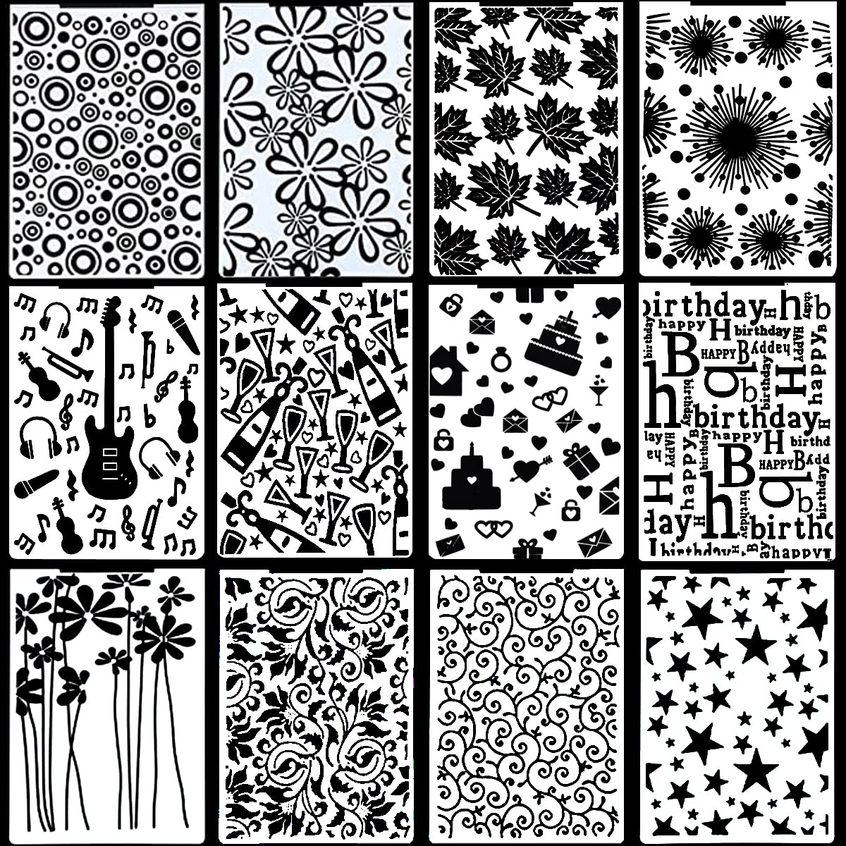 Embossing Folders, 12 Pieces Plastic Embossing Folders, Embossing Template DIY Craft Template Molds, Convenient to Use for Card Making for Embossing Machines,105x148mm (Style 2)