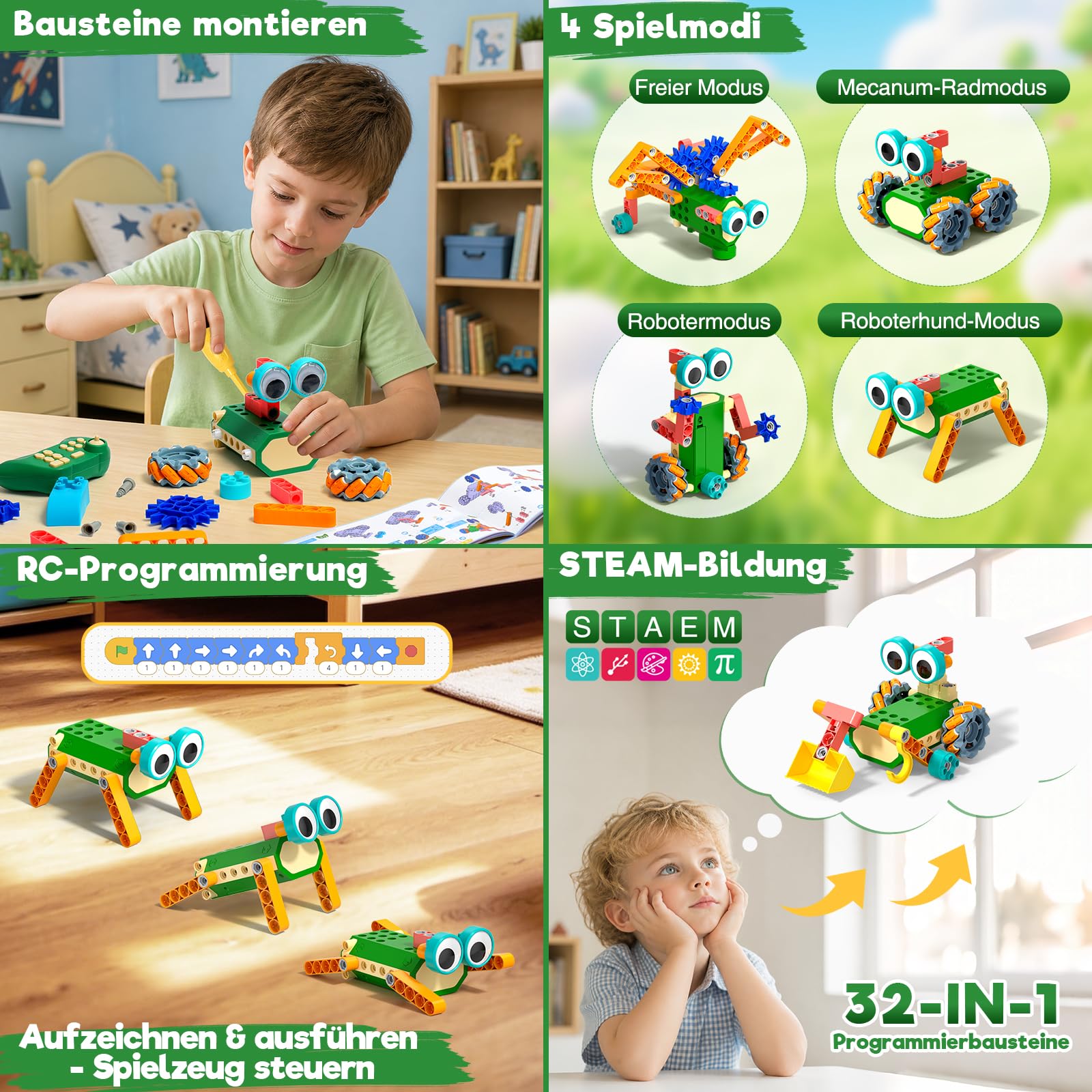 Technic Roboter Bauspielzeug Bausatz ab 6+, 33+ IN 1 RC Roboter und Auto 2