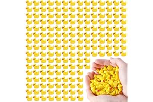 DIYDEC 200pcs Mini Resin Ducks Yellow Tiny Ducks Mini Ducks Bulk Little Duck Figures Plastic Small Miniature Ducks for Dollhouse Decor Micro Fairy Garden Landscape Aquarium Tiny Toys