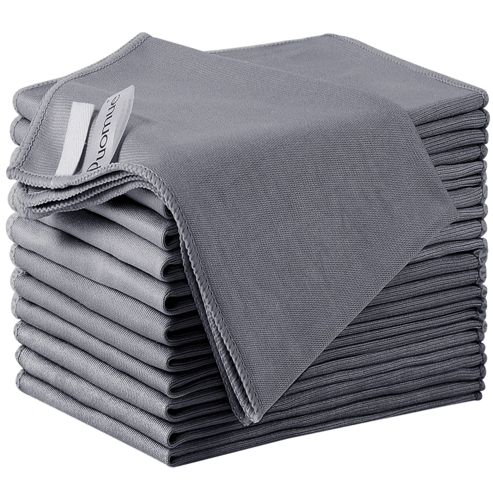 12 Pack Microfiber Glass Cleaning Cloth, 12 Inch X 16 Inch, Lint Free Quickly Clean Windows, Mirrors, Glasses, Phone Screens, Camera lenses, Grey