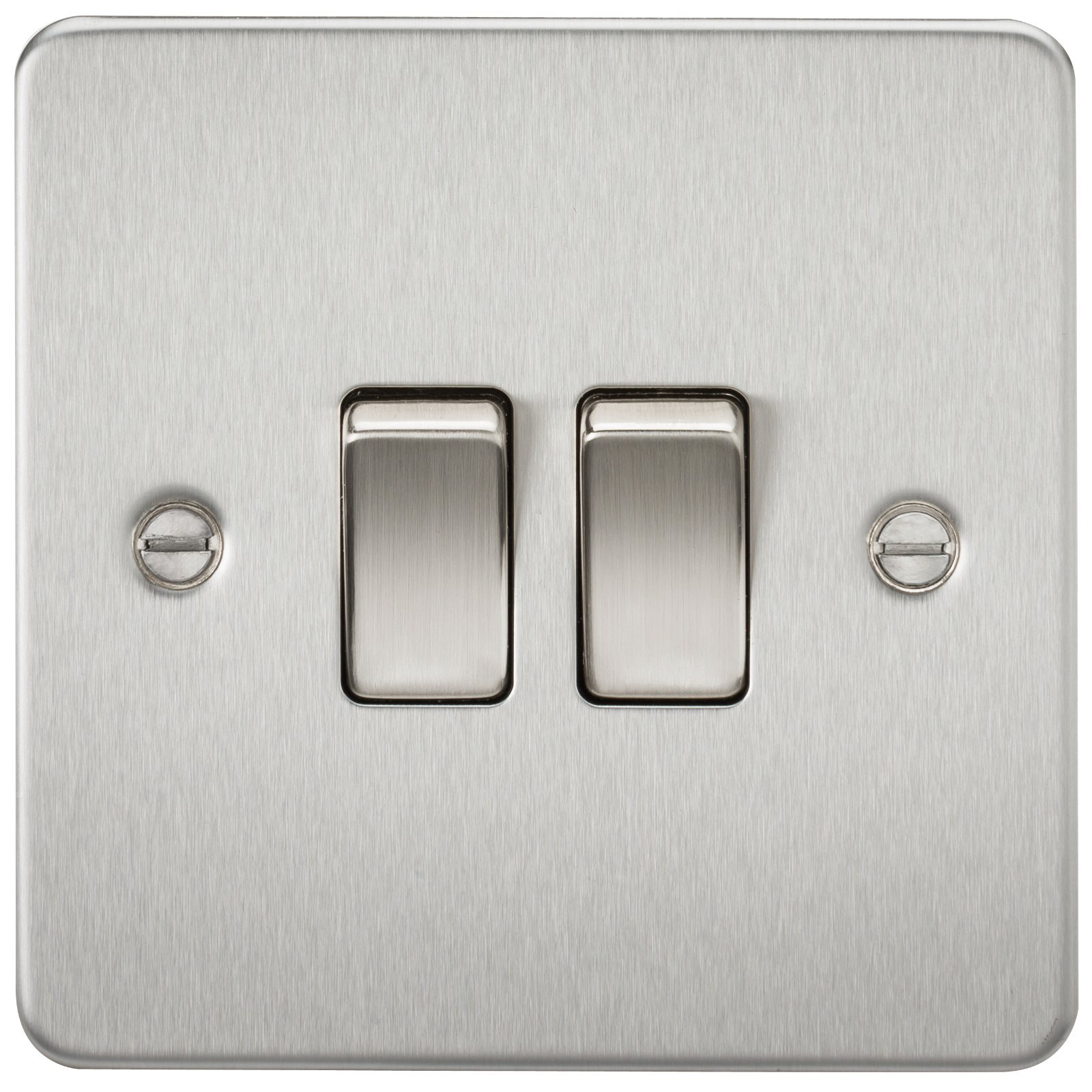 Knightsbridge FP3000BC FPAV3000BC Flat Plate 10A 2G 2 Way Switch-Brushed Chrome