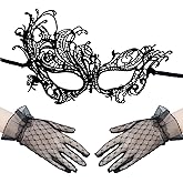 Didder Black Lace Masquerade Mask and Gloves for Women Halloween Outfit