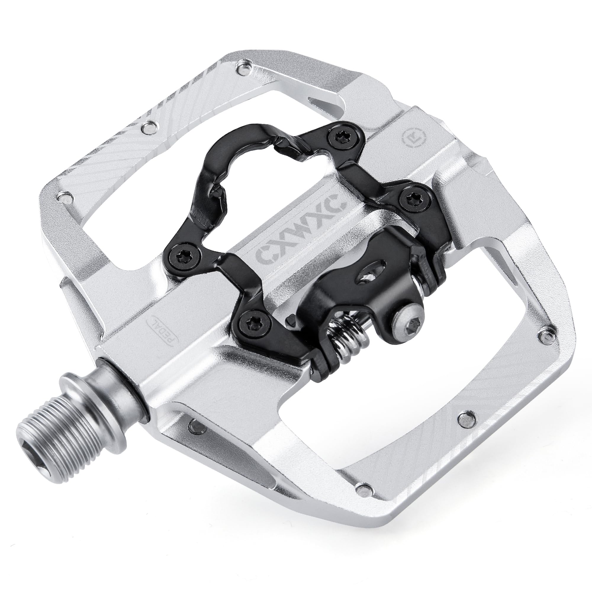 CXWXC Mountain Bike Pedals Dual Function - Dual Sided Pedals Plat & Clipless Pedal - 3 Sealed Bearings, 9/16” Bicycle Platform MTB Pedals
