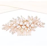 Oriamour Handmade Wedding Hair Comb Clip Rhinestone Bridal Hair Comb Piece, Hair Accessories for Brides Women (Gold)
