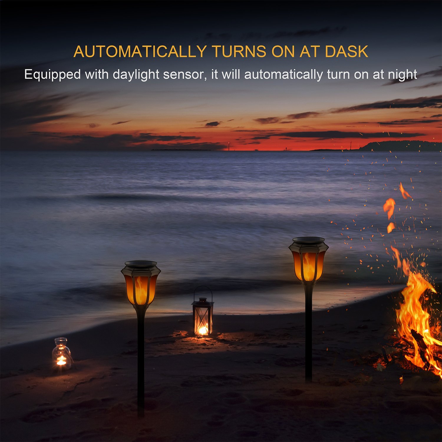 Tdbest Solar Landscape Lights Waterproof Flickering Flames Torches Lights for Garden Patio Yard Decor Waterproof Pool Path Effect lights, 2 Pack