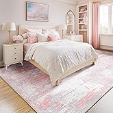 RELEANY Washable Area Rugs 5'x7' Non-Slip Modern Abstract Soft for Living Room Entryway Bedroom Nursery, Print Pattern, Grey Pink