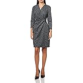Anne Klein Womens 3/4 Sleeve Animal Printed Jersey Wrap Dress