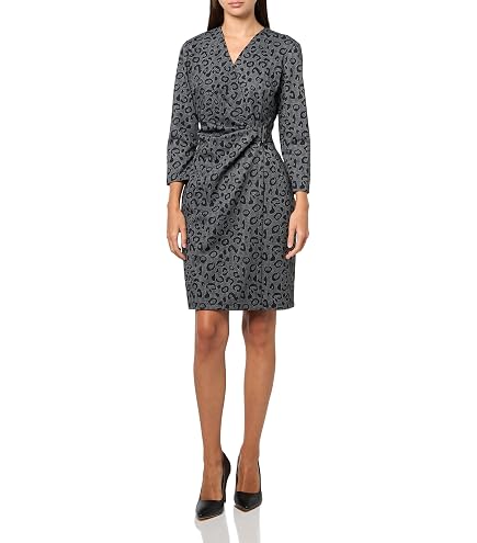 jersey wrap dress 3/4 sleeve Anne Klein Eggplant at Amazon Women's Clothing store Anne klein