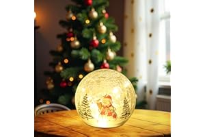 RANSCAH Christmas Snowman Globe with LED Lights, Christmas Decorations Indoor, Lighted Crackle Glass Globes,Battery Operated Xmas Globe Decor for Tabletop Home Party Centerpiece (4.7'')