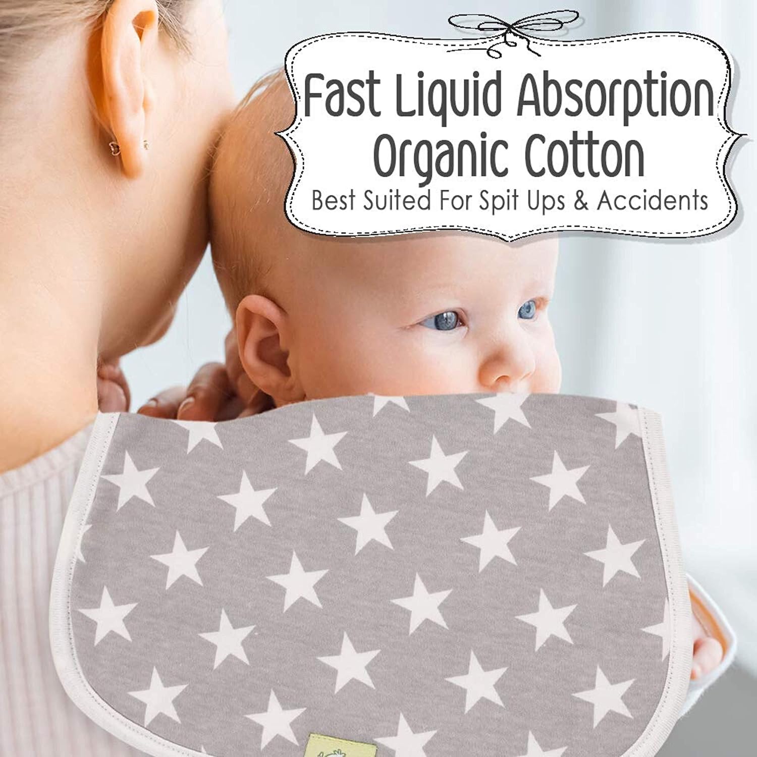 Organic Burp Cloths for Baby Boys and Girls - 5-Pack Ultra Absorbent Burping Cloth, Burp Clothes, Newborn Towel - Milk Spit Up Rags - Burpy Cloth Bib for Unisex, Boy, Girl - Burp Cloths (Grayscape): Baby