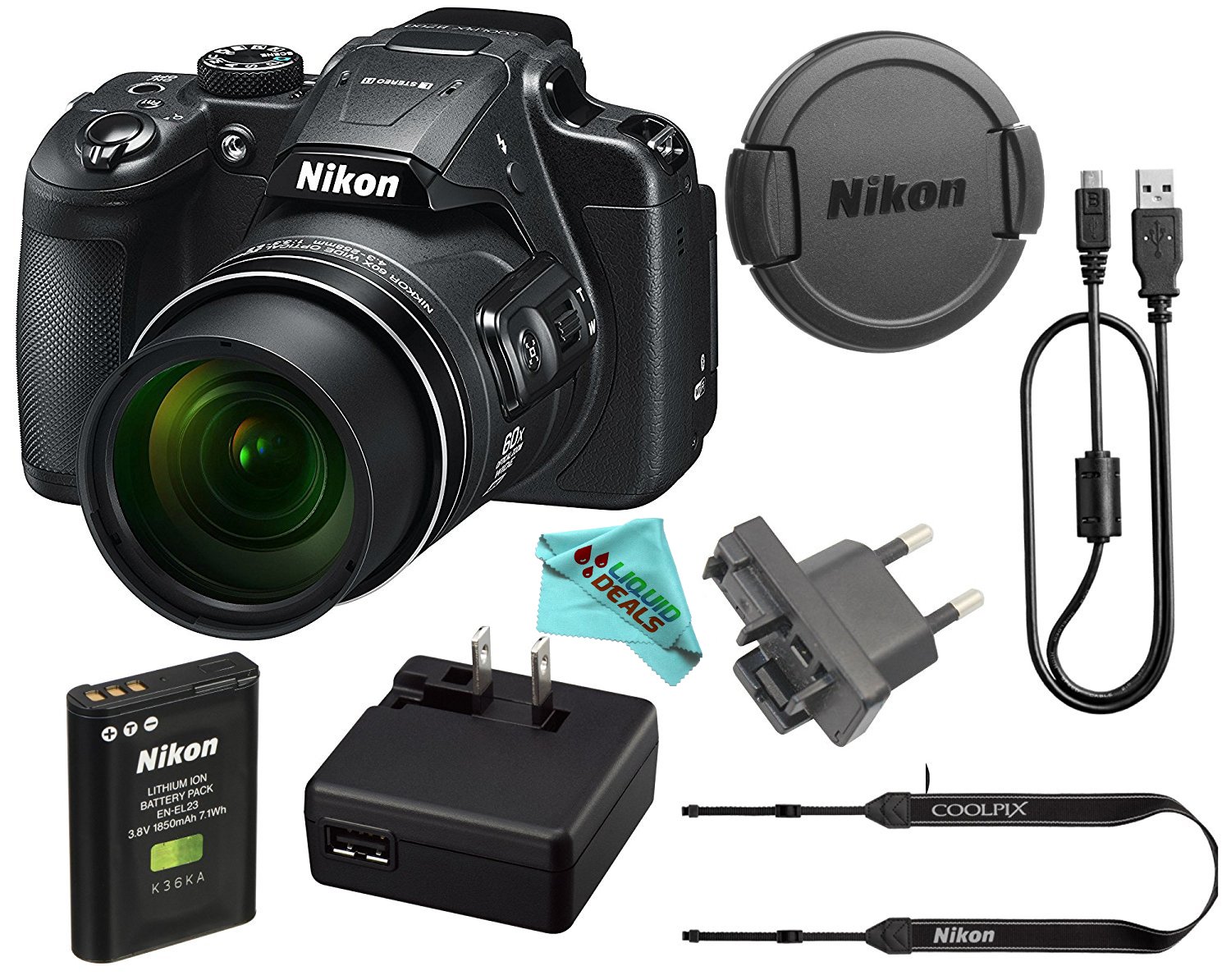 Amazon.com : Nikon COOLPIX B700 20.2 MP 60x Opt Zoom Super Telephoto NIKKOR  4K Digital Camera Bundle Set w/ Rechargeable Battery, Charger, Euro Adapter  etc ...