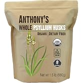 Anthony's Organic Whole Psyllium Husks, 1.5 lb, Dietary Fiber, Gluten Free, Non GMO, Keto Friendly
