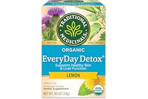 Traditional Medicinals Tea, Organic Everyday Detox Lemon, Supports Healthy Skin & Liver Function, Detox, 16 Tea Bags