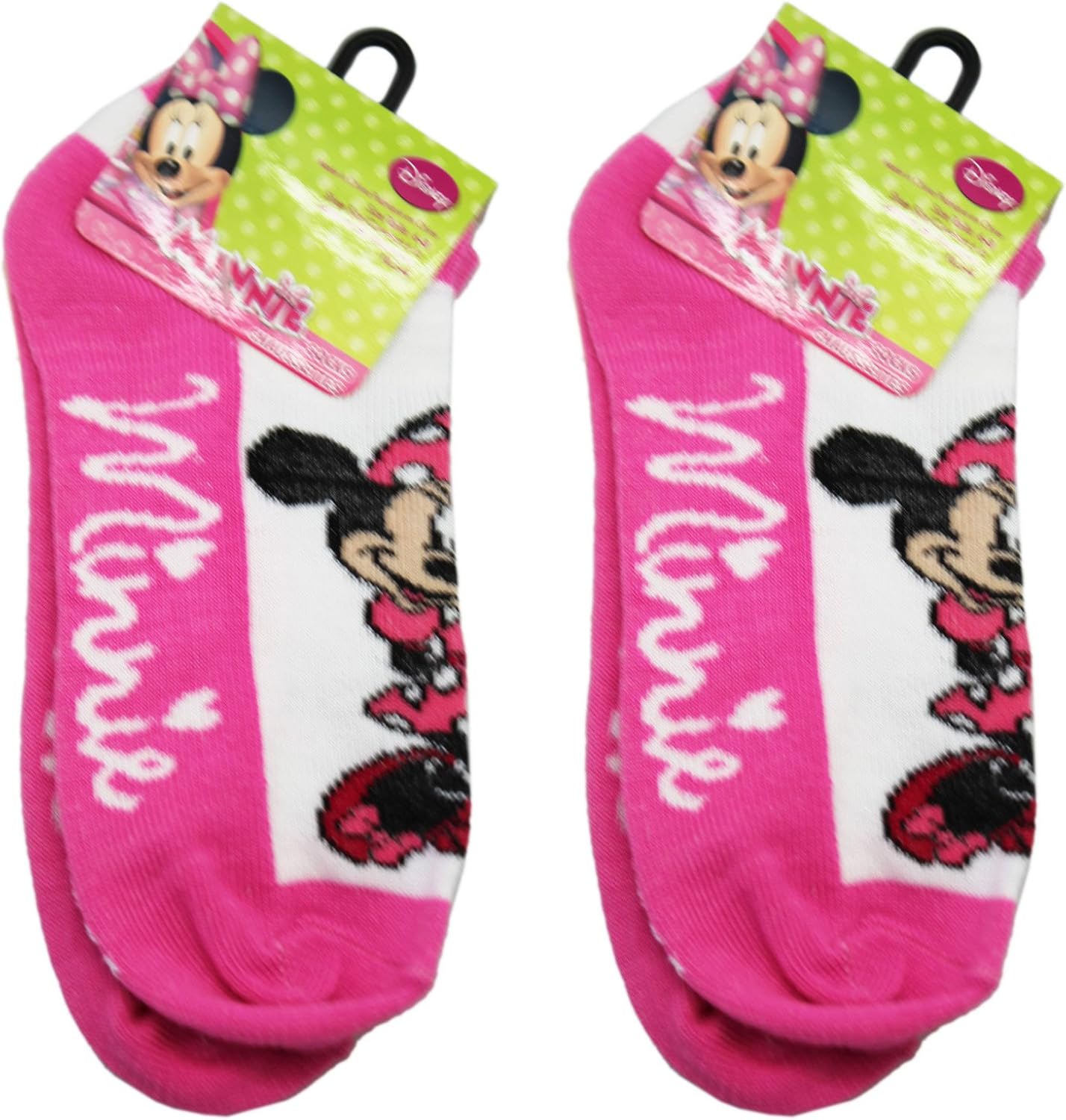 2 Pair Pink Sole Minnie Mouse Socks (Size 68) Clothing