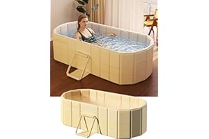 LoMoTive Portable Bathtub Ice Bath Tub - Foldable Collapsible Bathtub for Adult Shower Bathroom Hot SPA Soaking Cold Plunge Tub Freestanding Bathtub 59"Lx22"Wx20"H White
