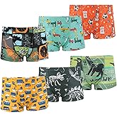 MooMoo Baby 6 Packs Little Boy Boxer Briefs Dinosaur Toddler Boy Underwear Cotton Kids Undies Shorts