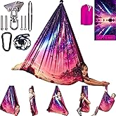 Sensory Swing for Kids Indoor & Outdoor Double Layer Therapy Cuddle Swing with 360° Swivel Hanger Kit Adjustable Swings for Child and Adult with Aspergers Autism (Fantasy Pink)