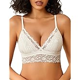 Avidlove Lace Bralette for Women Sexy Wireless Bralettes Non Padded Bralette V Neck Minimizer Lingerie